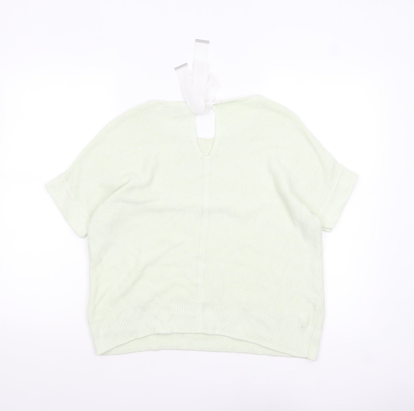 Mint Velvet Womens Ivory Short Sleeve Knit Bow Back Jumper Size M