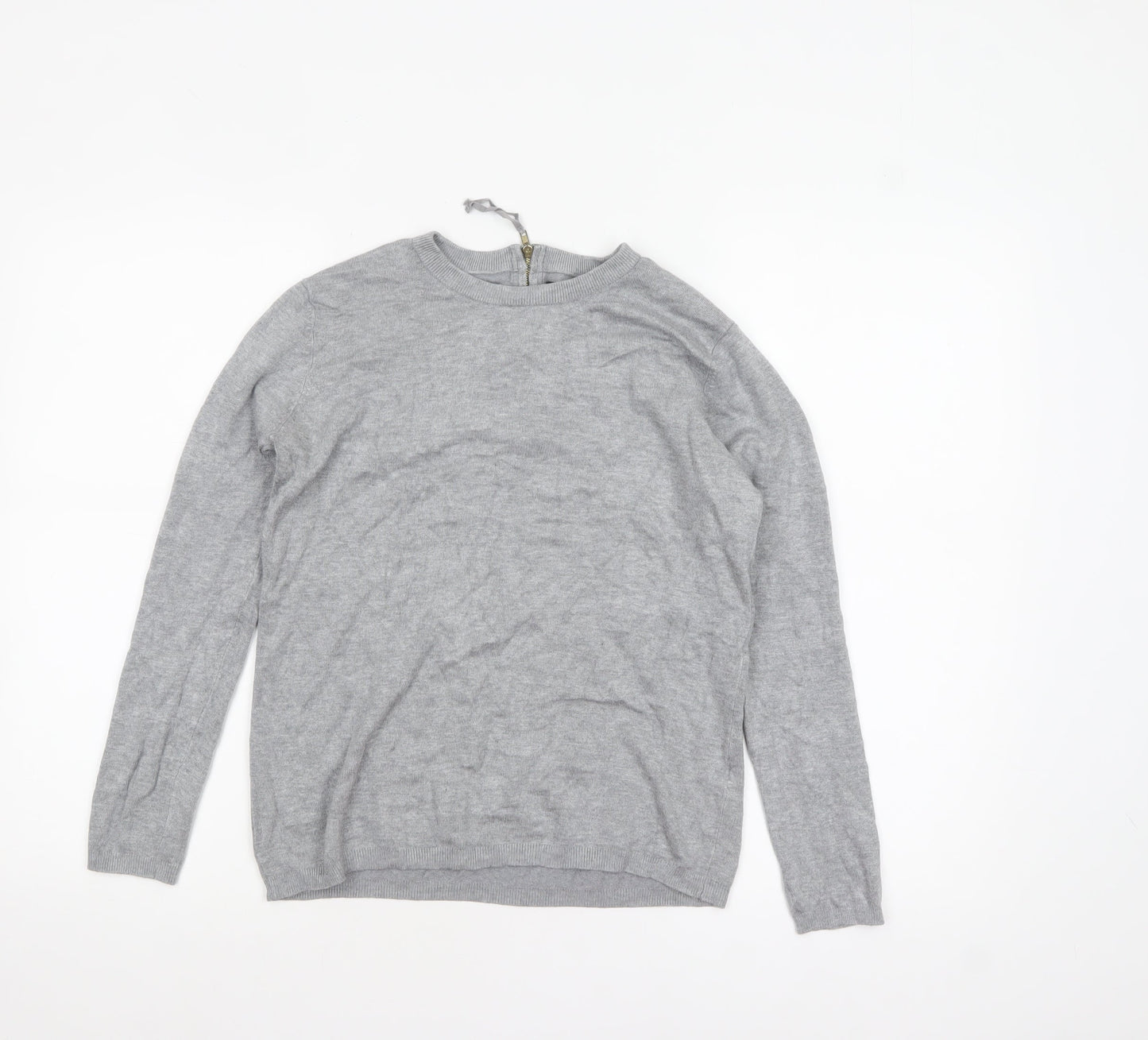 Zara Women Grey Crew Neck Wool Blend Long Sleeve Jumper Size 12