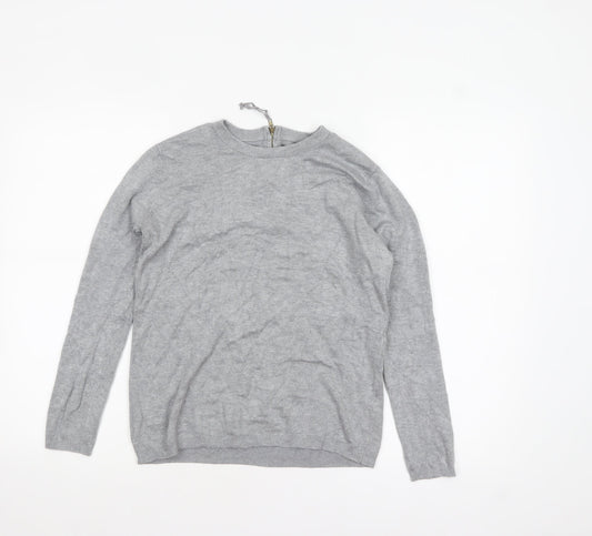 Zara Women Grey Crew Neck Wool Blend Long Sleeve Jumper Size 12