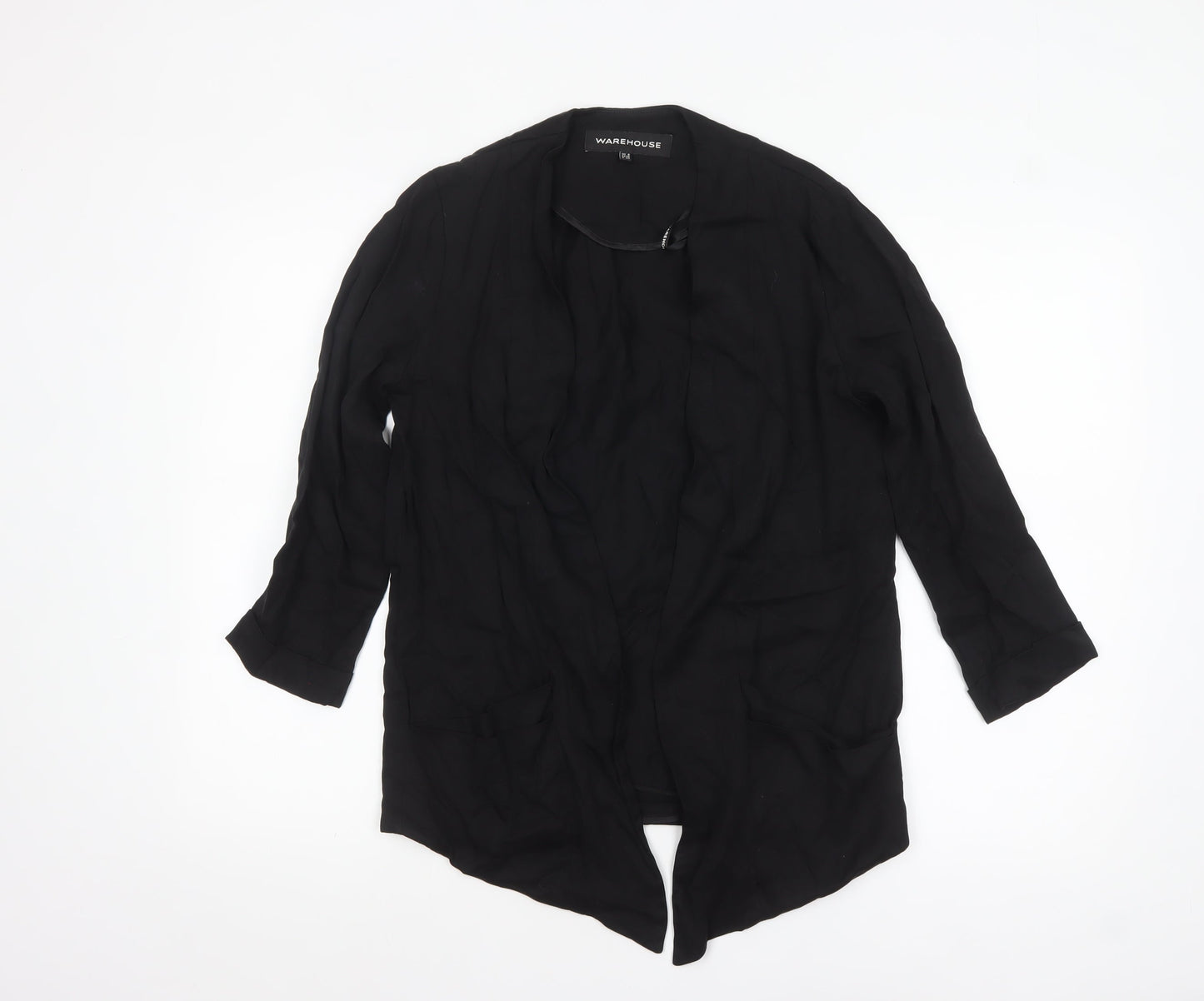Warehouse Women’s Black Size 8 Blazer Jacket Lightweight Open Front