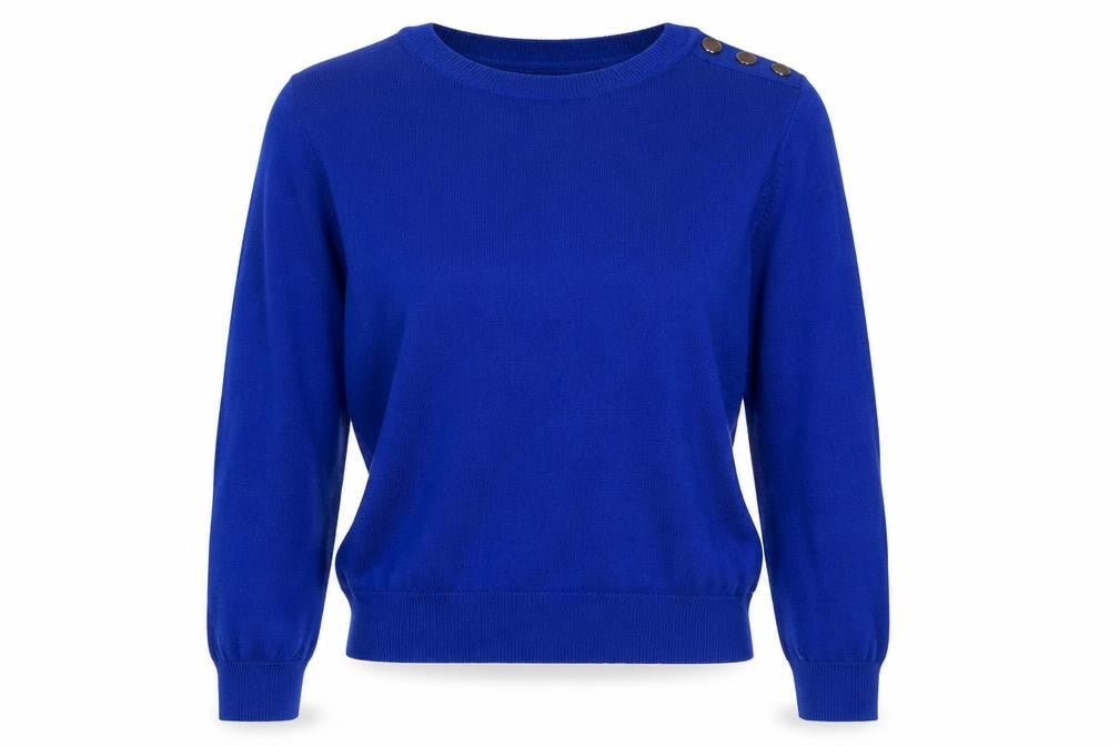 Next Women’s Blue Crew Neck Button Shoulder Jumper Size S