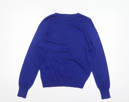 Next Women’s Blue Crew Neck Button Shoulder Jumper Size S
