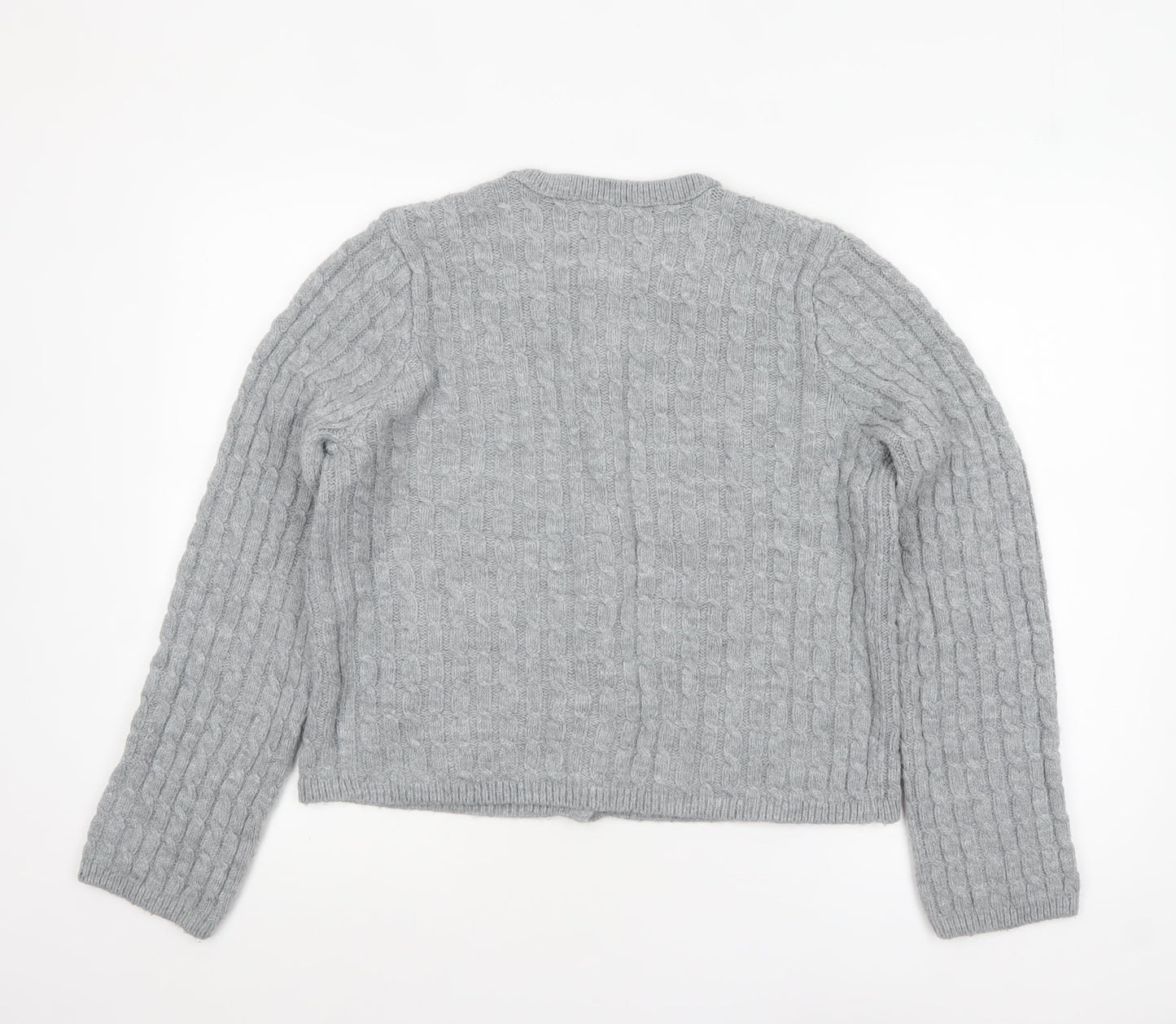 George Women Grey Cable-Knit Button Cardigan Size 12-14