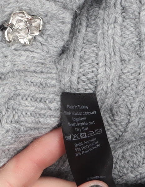 George Women Grey Cable-Knit Button Cardigan Size 12-14