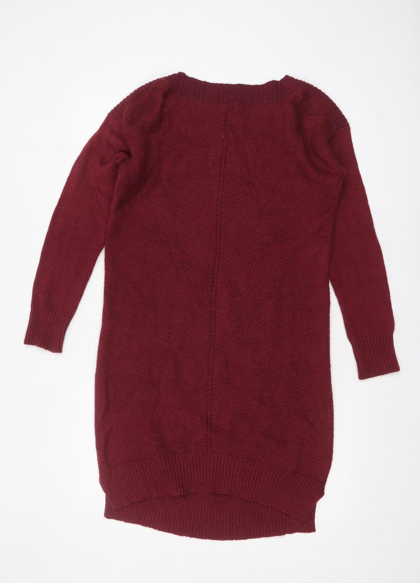 Fat Face Women's Red Cotton Knit Long Sleeve Tunic Jumper Size 10
