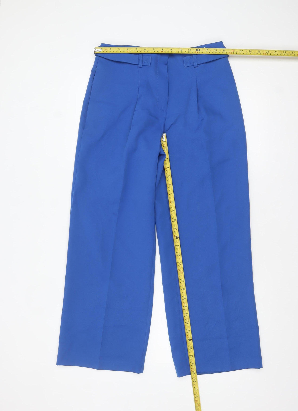 Tu Women Blue 10S Pleated Straight Leg Trousers