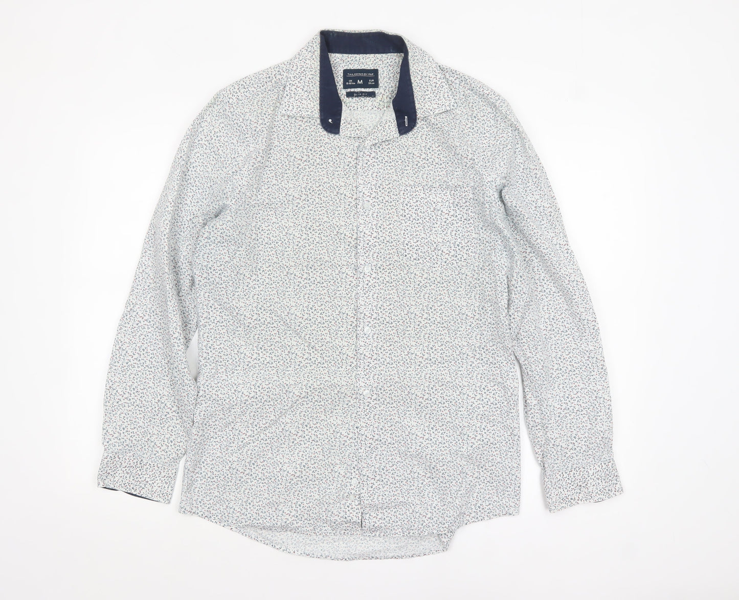 Tailoring by F&F Men's Blue Floral Slim Fit Long Sleeve Button-Up Shirt M