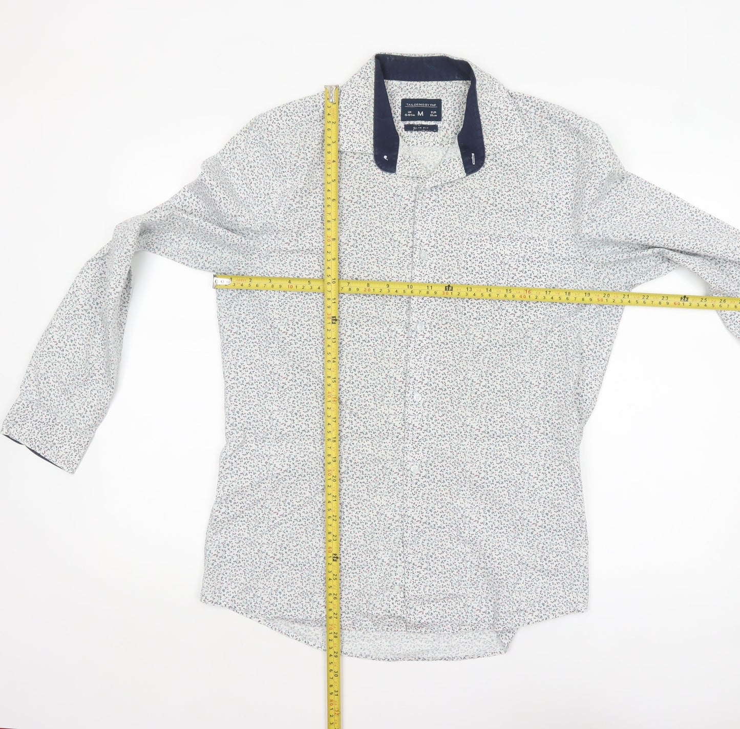Tailoring by F&F Men's Blue Floral Slim Fit Long Sleeve Button-Up Shirt M