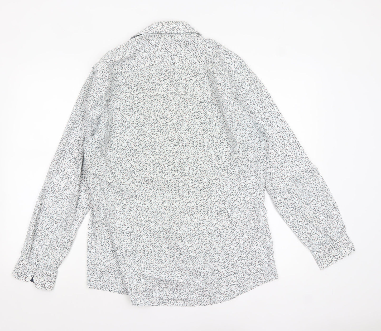 Tailoring by F&F Men's Blue Floral Slim Fit Long Sleeve Button-Up Shirt M