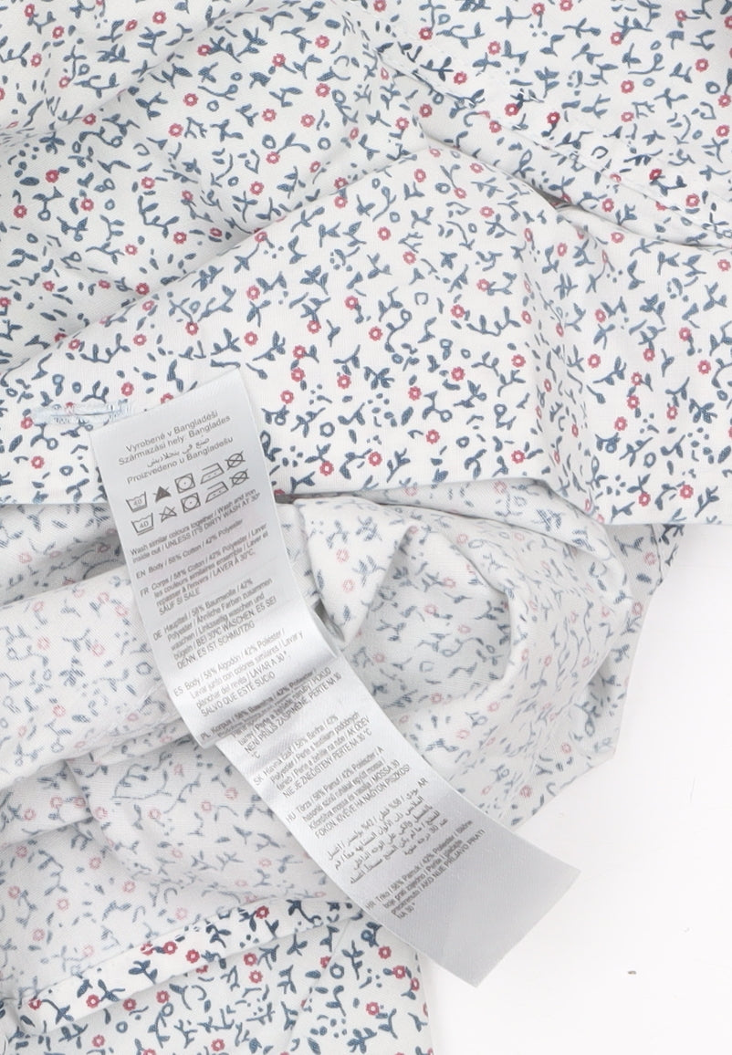Tailoring by F&F Men's Blue Floral Slim Fit Long Sleeve Button-Up Shirt M