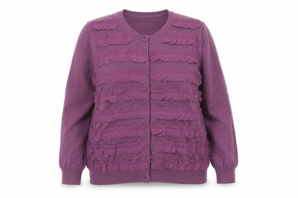 Boden Women Purple Wool Crew Neck Long Sleeve Cardigan UK 16