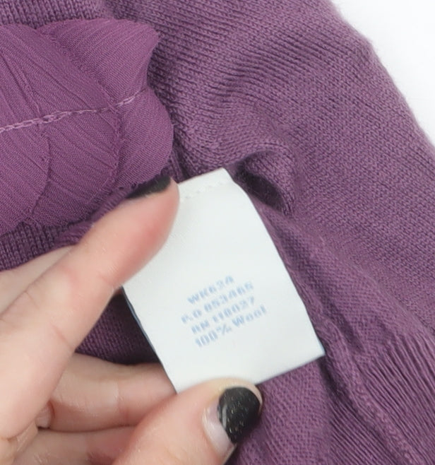 Boden Women Purple Wool Crew Neck Long Sleeve Cardigan UK 16