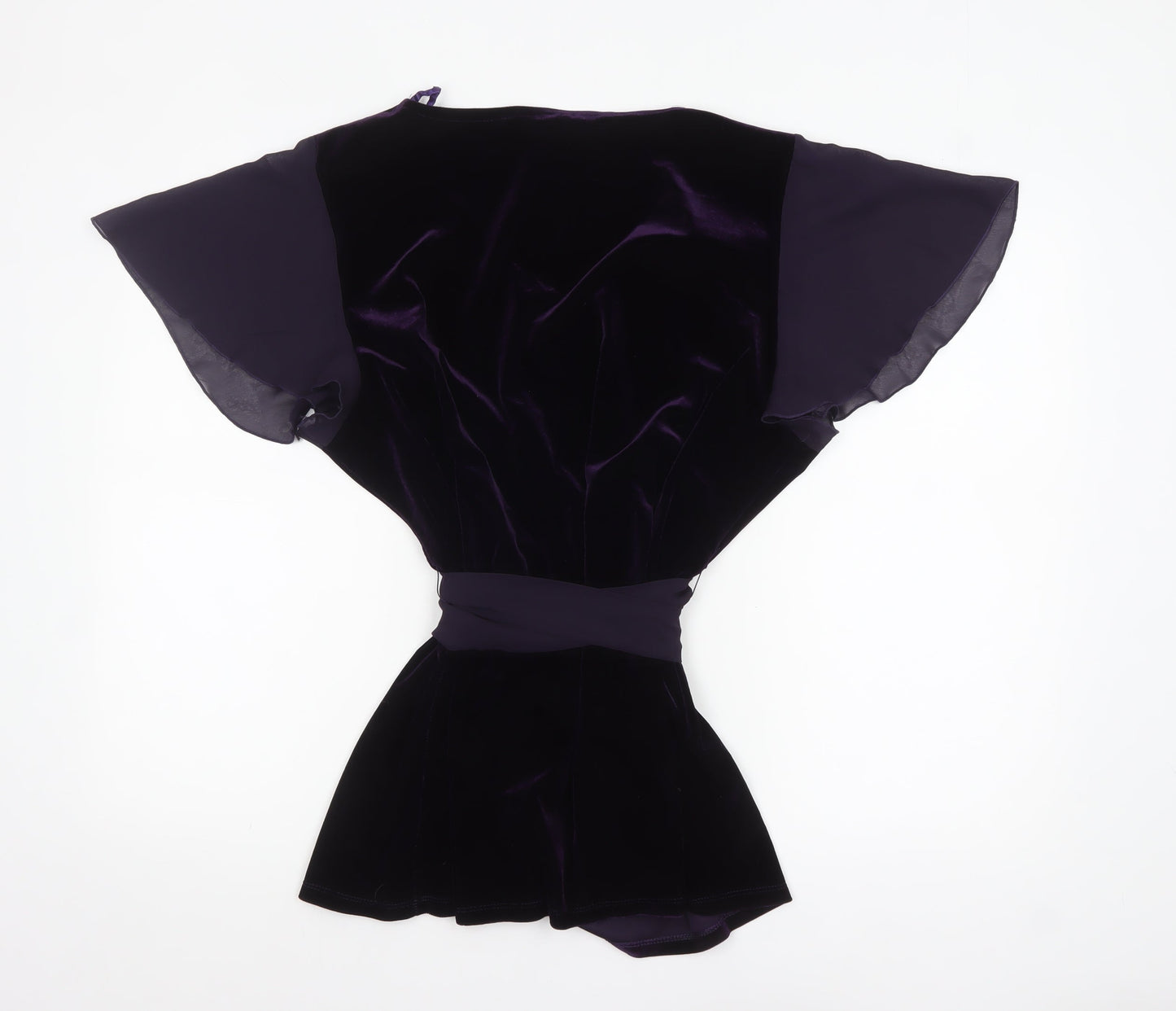 Bm Women’s Purple Velvet Wrap Blouse Size 22 Flutter Sleeve