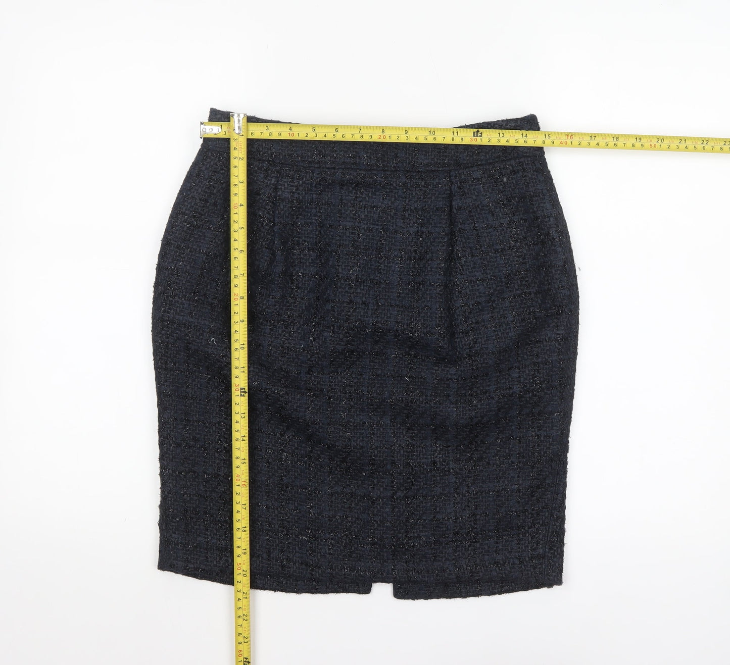 Marks and Spencer Women Blue Tweed Pencil Skirt Size 10