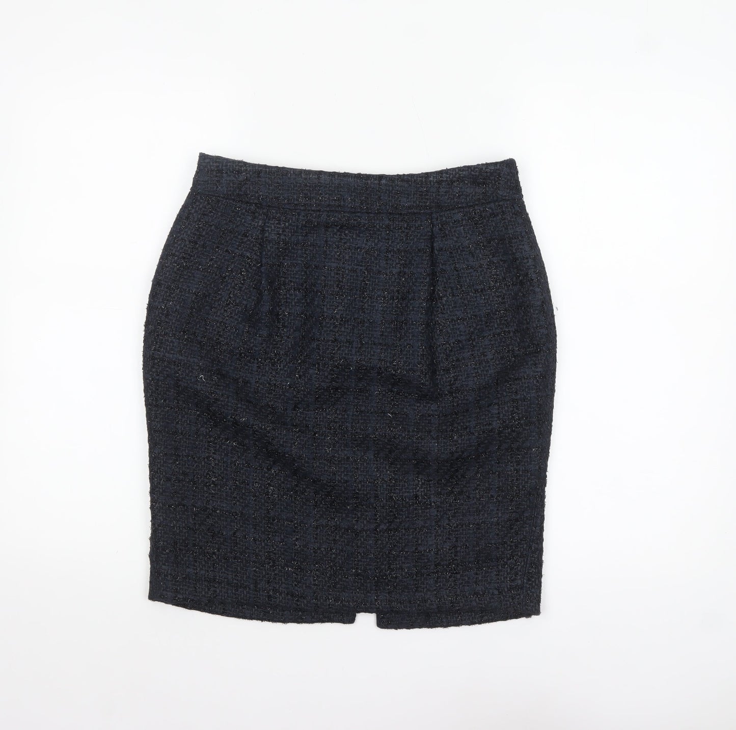 Marks and Spencer Women Blue Tweed Pencil Skirt Size 10