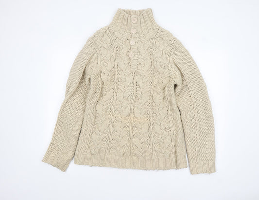 Rocha.John Rocha Men's Beige Cable Knit Wool Blend Pullover Jumper L