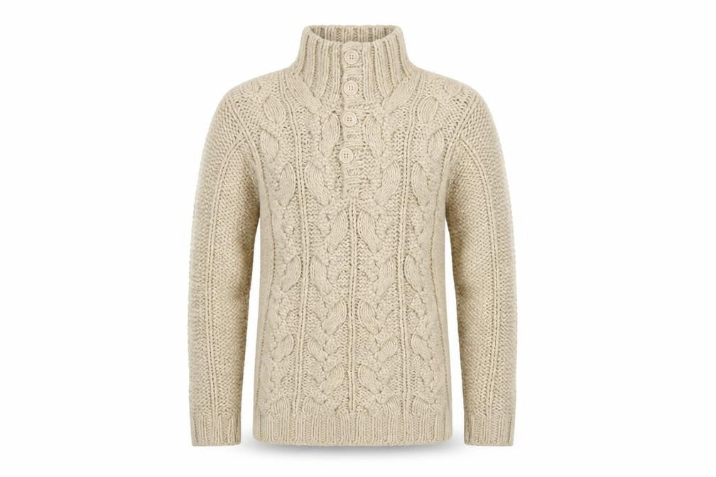 Rocha.John Rocha Men's Beige Cable Knit Wool Blend Pullover Jumper L
