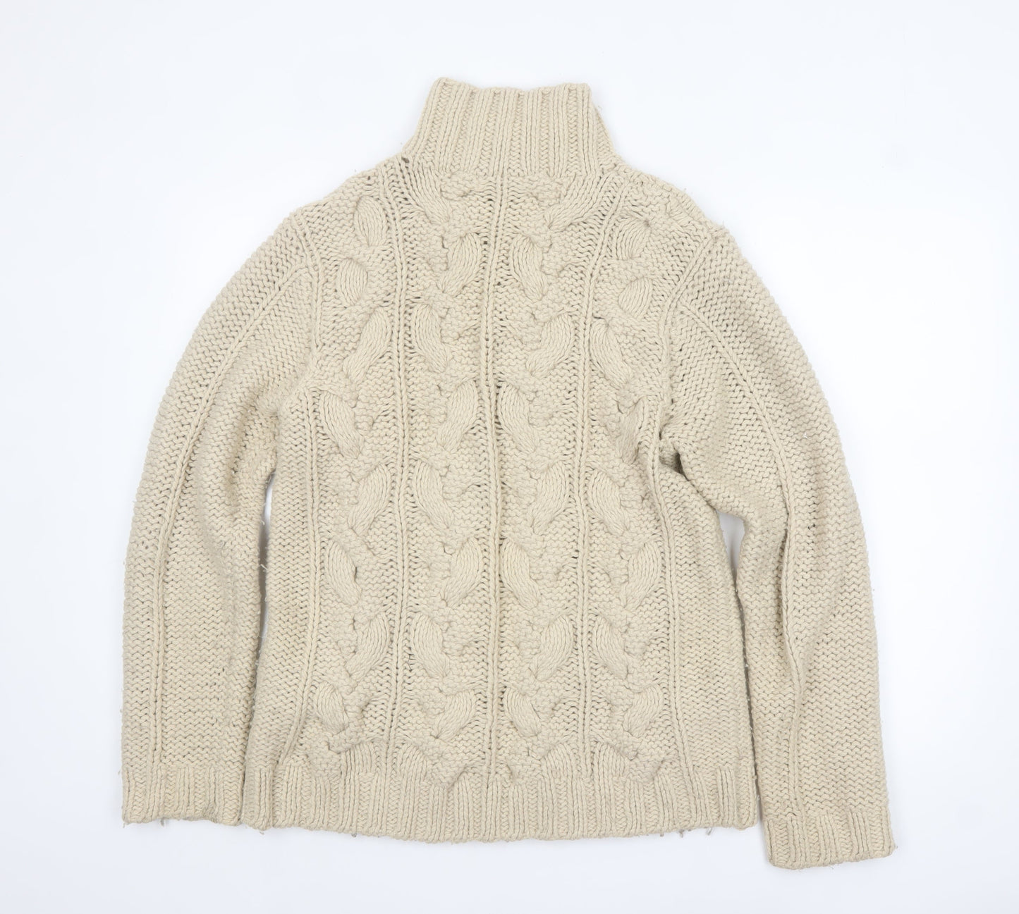 Rocha.John Rocha Men's Beige Cable Knit Wool Blend Pullover Jumper L