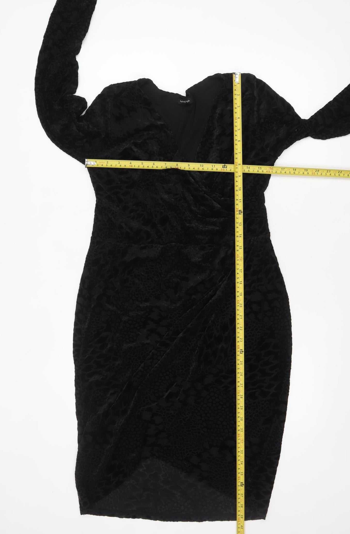 Marks and Spencer Women Black Size 14 Velvet Wrap Dress