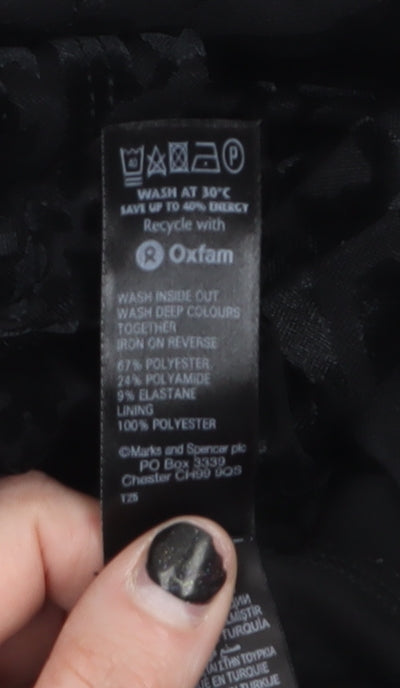 Marks and Spencer Women Black Size 14 Velvet Wrap Dress