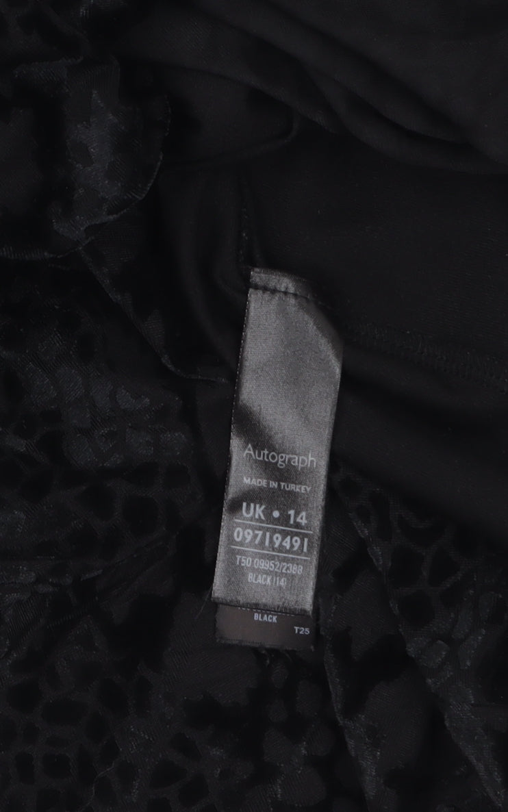 Marks and Spencer Women Black Size 14 Velvet Wrap Dress