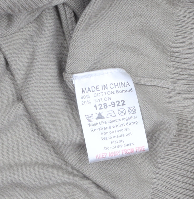 Next Mens Beige Cotton Crew Neck Jumper Medium Regular Fit