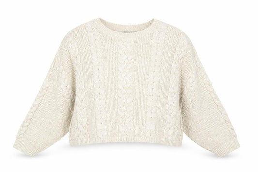 Front view of ASOS Women Ivory Cable-Knit Jumper UK 8 Acrylic Nylon Blend