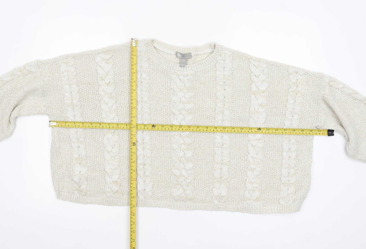 ASOS Women Ivory Cable-Knit Jumper UK 8 Acrylic Nylon Blend