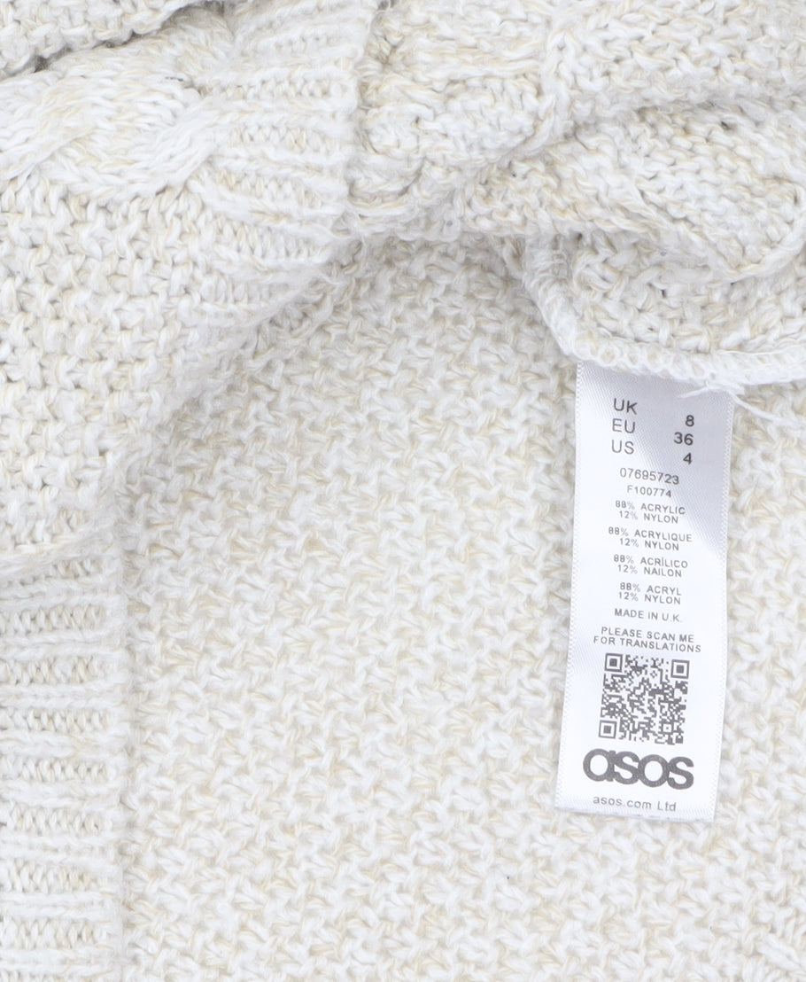 ASOS Women Ivory Cable-Knit Jumper UK 8 Acrylic Nylon Blend