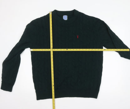 Next Men's Green Cable Knit Crew Neck Jumper XL Wool Blend