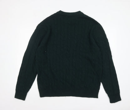 Next Men's Green Cable Knit Crew Neck Jumper XL Wool Blend