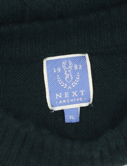 Next Men's Green Cable Knit Crew Neck Jumper XL Wool Blend
