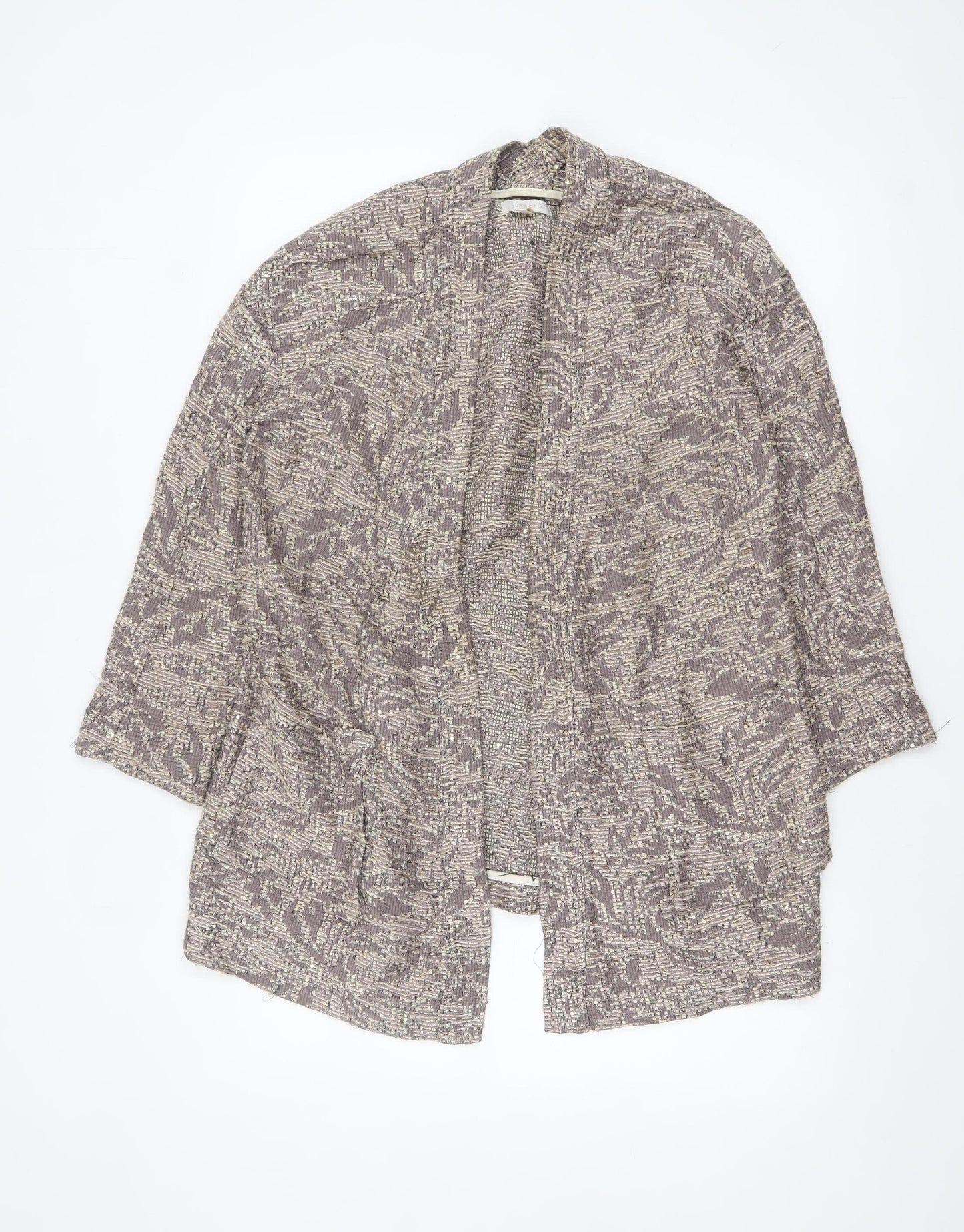 Intropia Women’s Beige Tweed Open Front Blazer Size 10