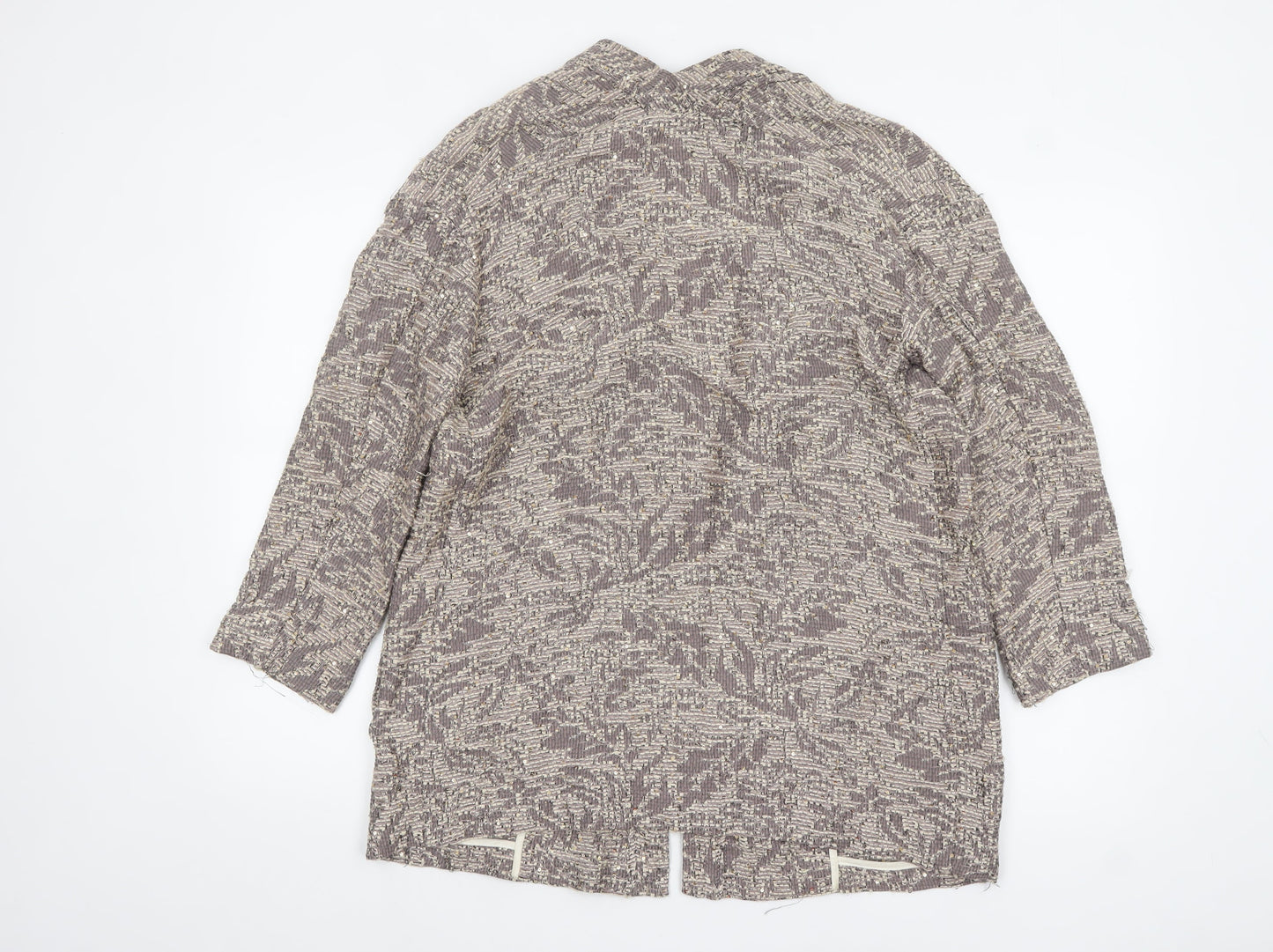 Intropia Women’s Beige Tweed Open Front Blazer Size 10