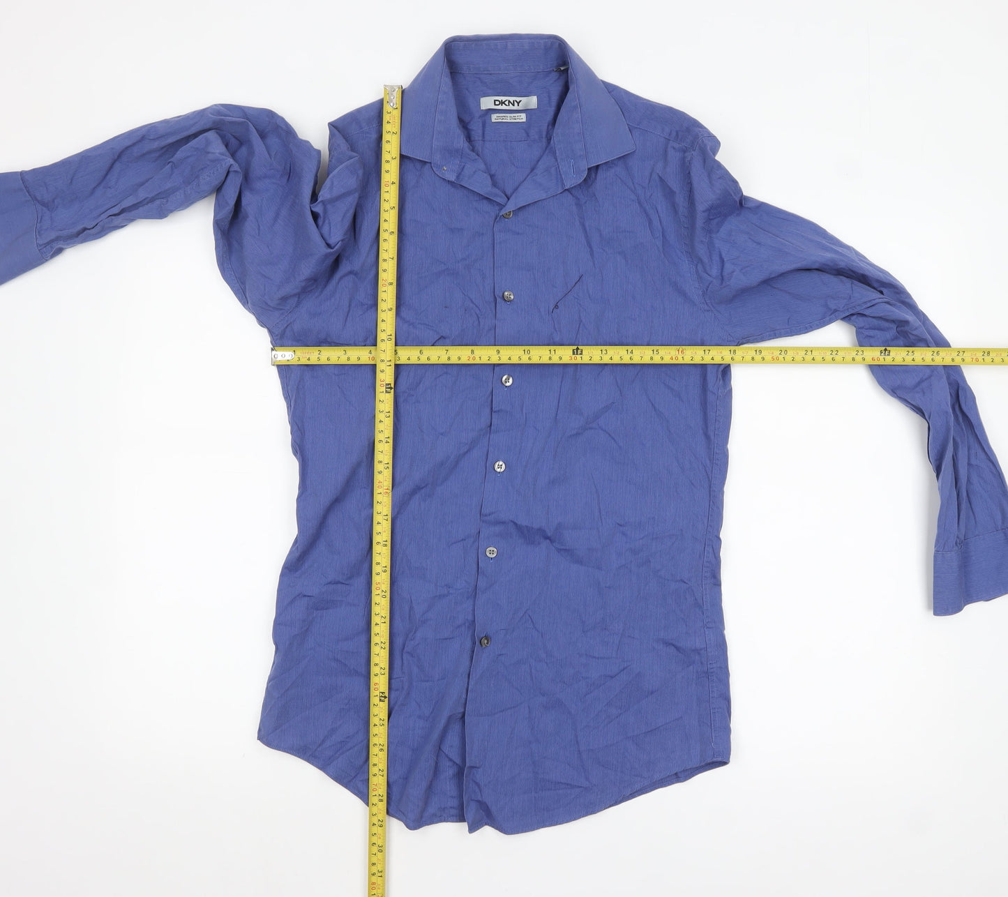 DKNY Men’s Blue Slim Fit Long Sleeve Button-Up Shirt Size 15