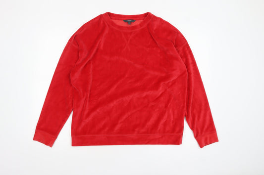 Next Women Red Velour Pullover Sweatshirt Size 14
