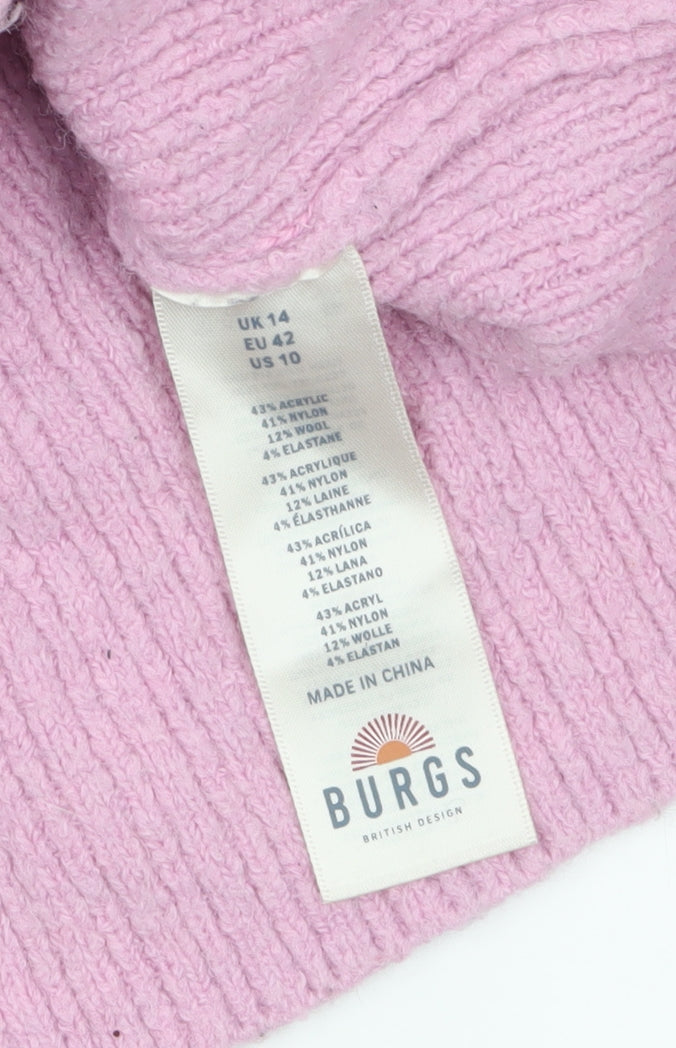 Burgs Womens Pink Crew Neck Knit Pullover Jumper Size 14