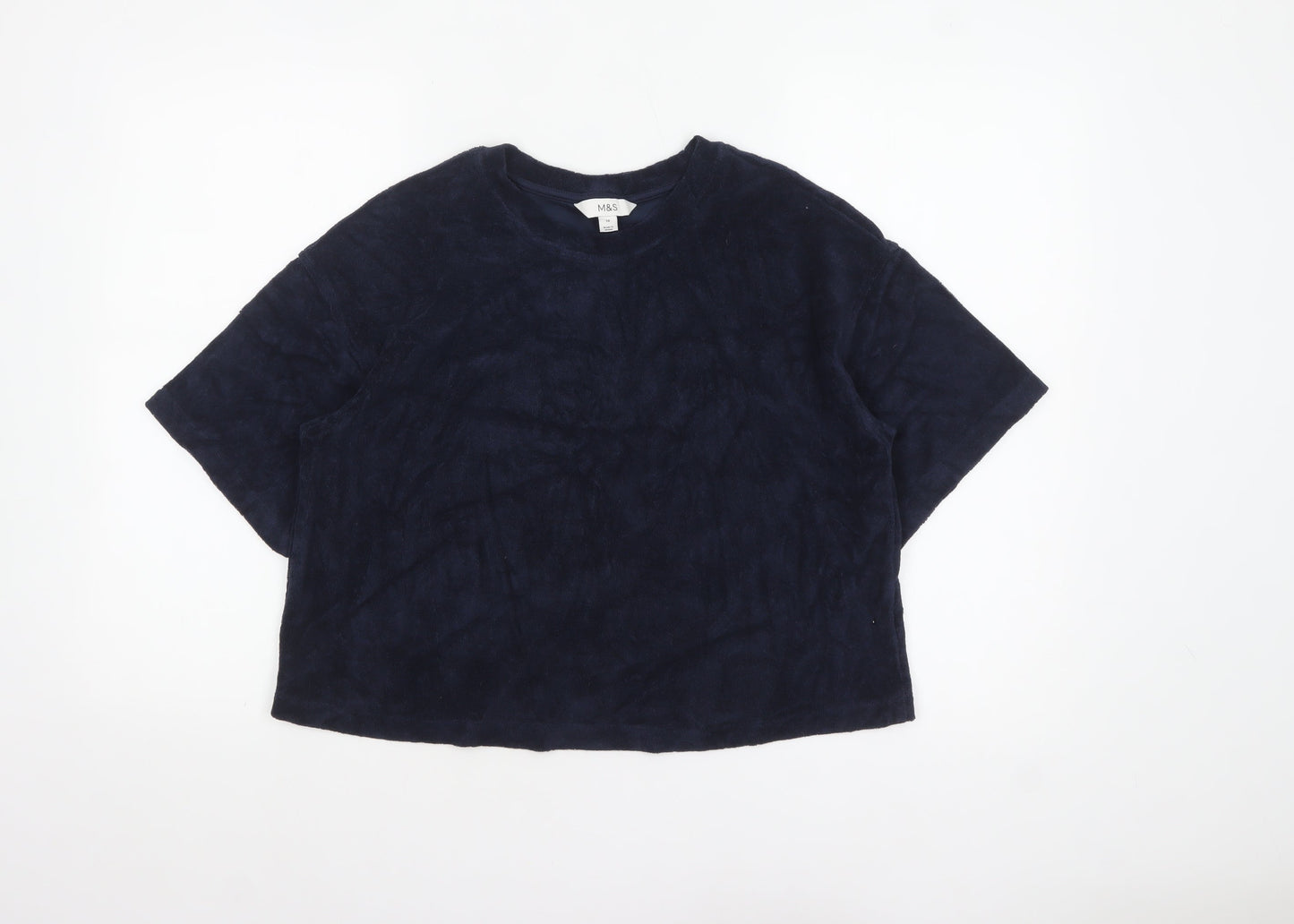 Marks and Spencer Women's Blue Terry Short Sleeve Relaxed Fit T-Shirt Size 10