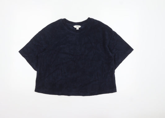 Marks and Spencer Women's Blue Terry Short Sleeve Relaxed Fit T-Shirt Size 10