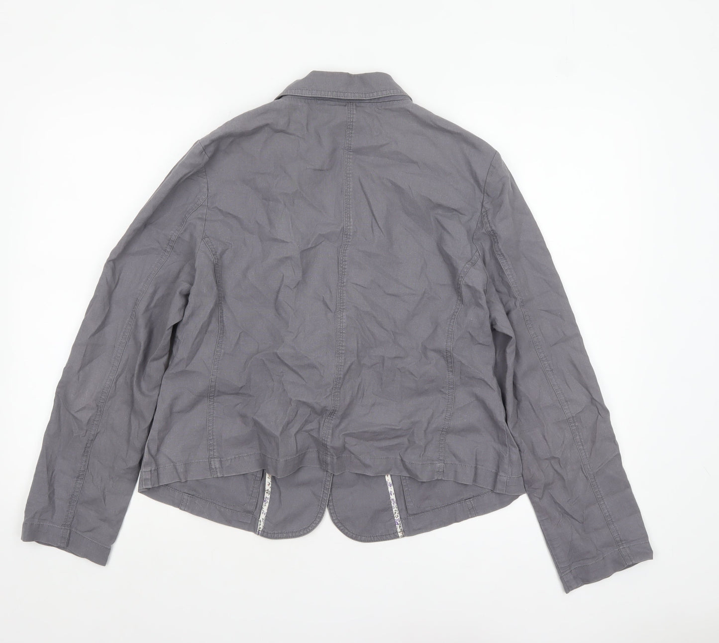 Marks and Spencer Women Grey Linen Cotton Blazer Size 14