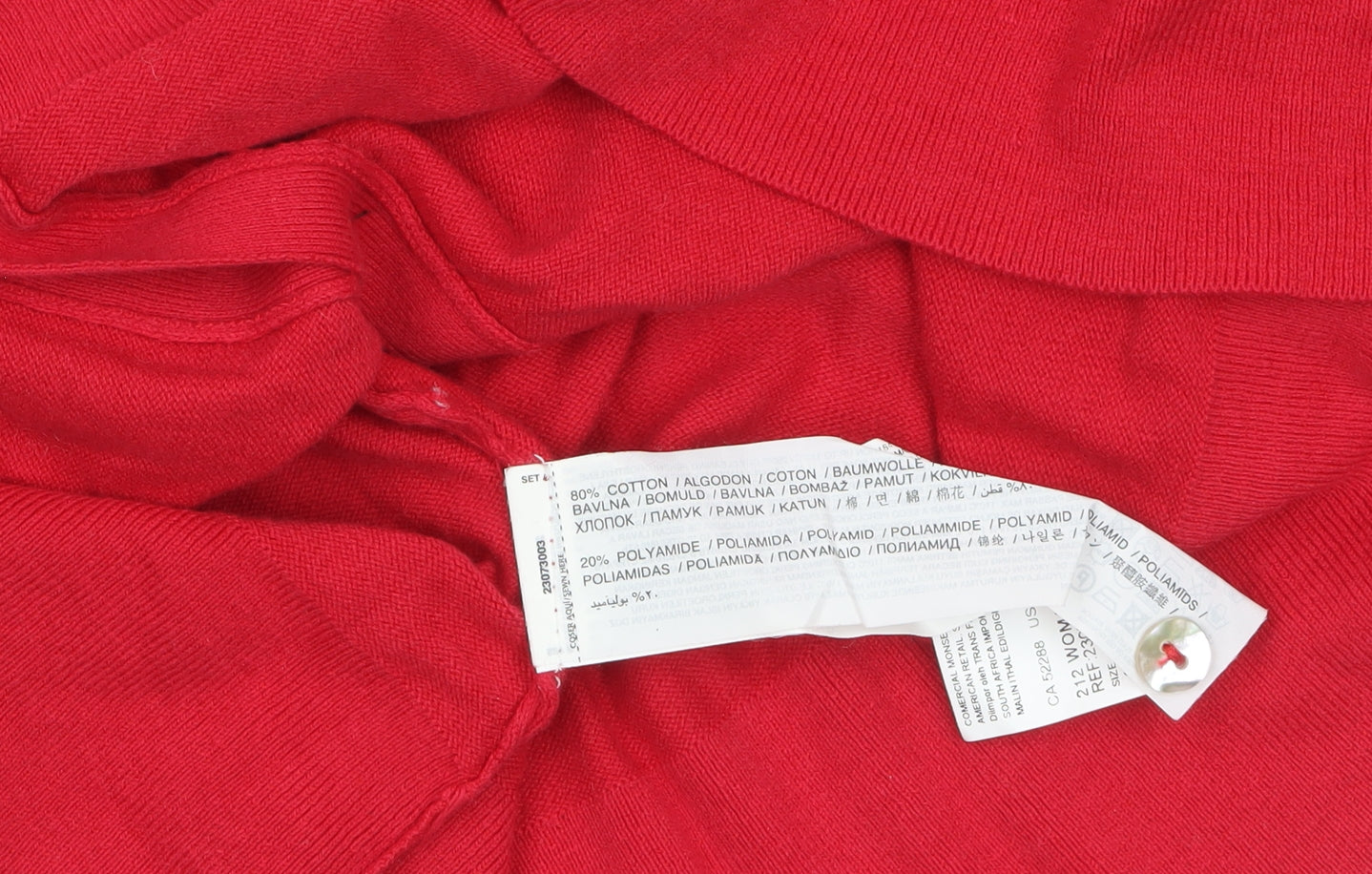 Mango Women Red Cotton Blend V-Neck Long Sleeve Cardigan S