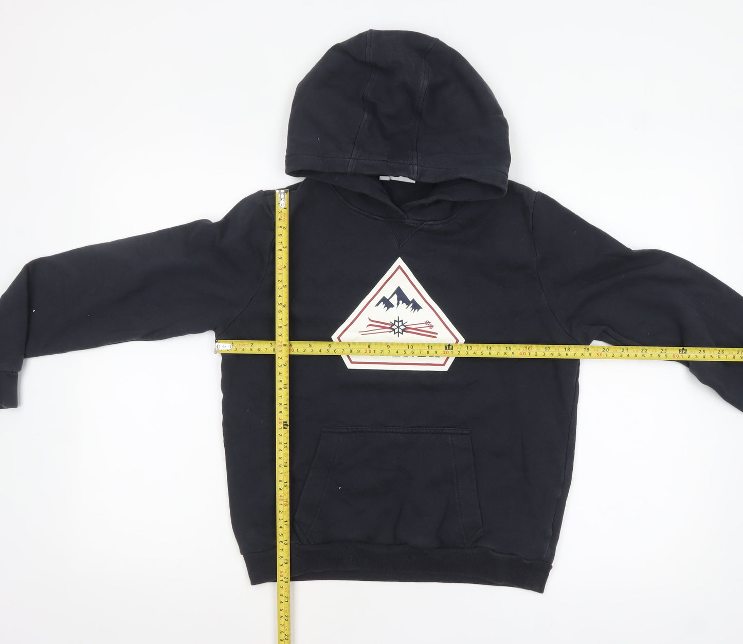 Pyrenex Boys Black 14 Years Pullover Hoodie 100% Cotton Graphic Print