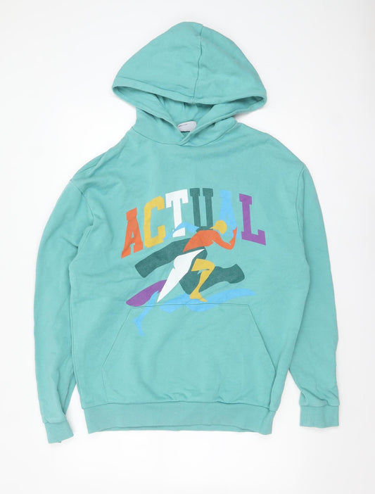 ASOS Design Men's Green XS Pullover Hoodie with Graphic Print