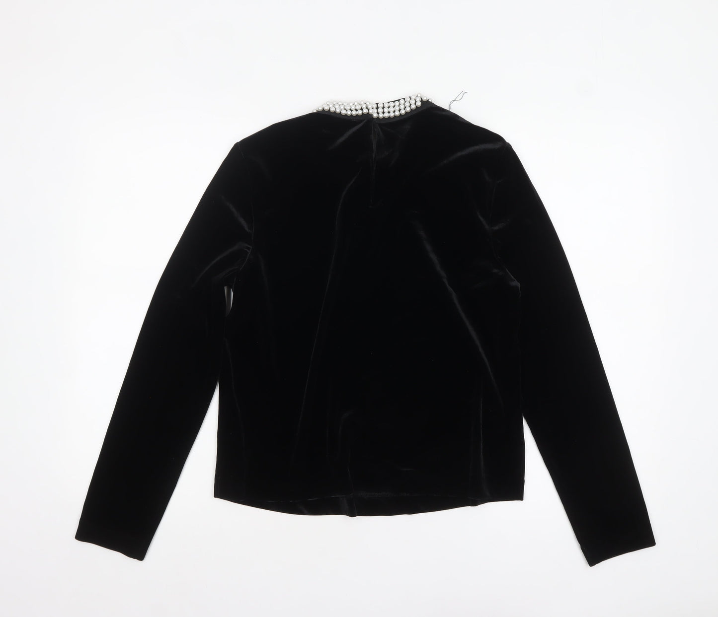 Marks and Spencer Women's Black Velvet Beaded Blouse Size 10