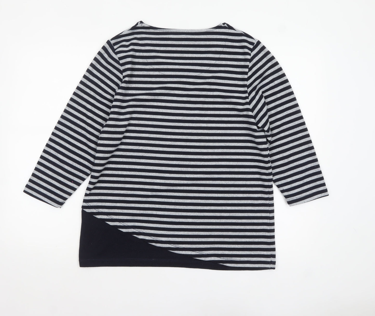 TIGI Womens Blue Striped 3/4 Sleeve Jersey Top Size 14/16