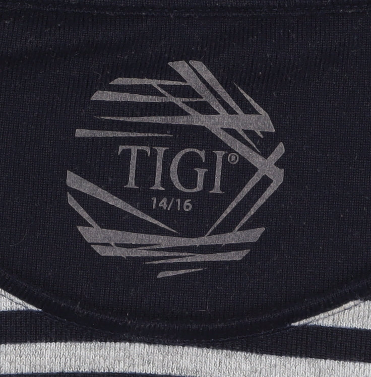 TIGI Womens Blue Striped 3/4 Sleeve Jersey Top Size 14/16