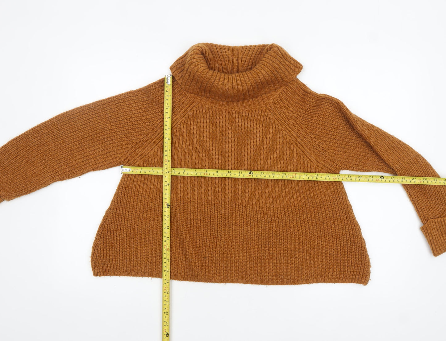 Marks and Spencer Women Brown Roll Neck Chunky Knit Jumper Size 14