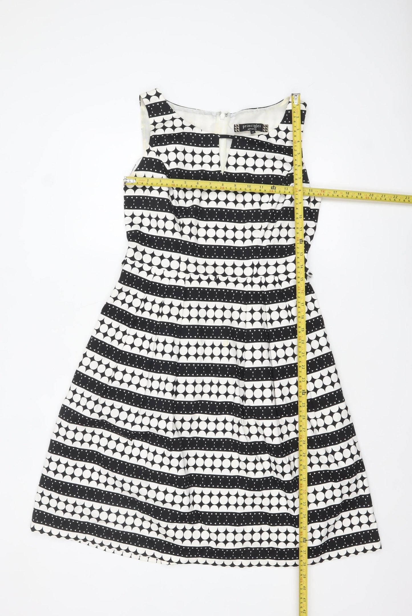 Principles by Ben de Lisi Women's Black Polka Dot A-Line Dress Size 12
