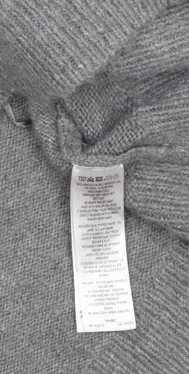 French Connection Womens Grey V-Neck Relaxed Knit Jumper Size M