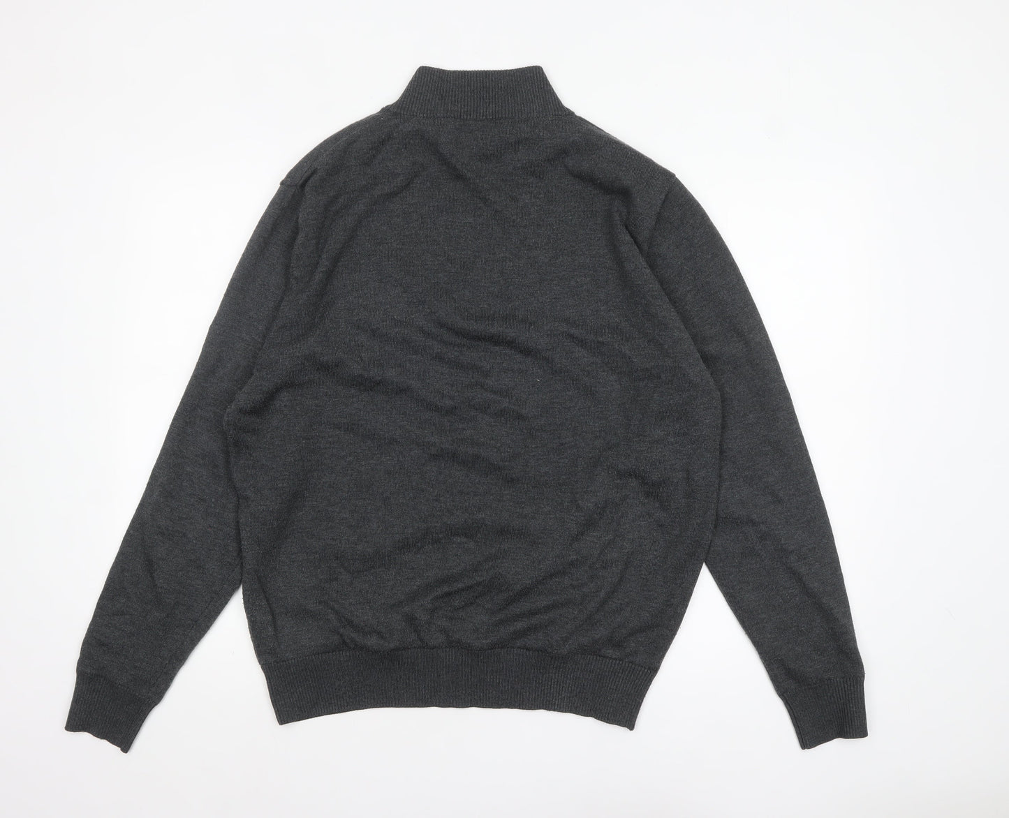 Cutter & Buck Men's Grey L 1/2 Zip High Neck Knit Jumper